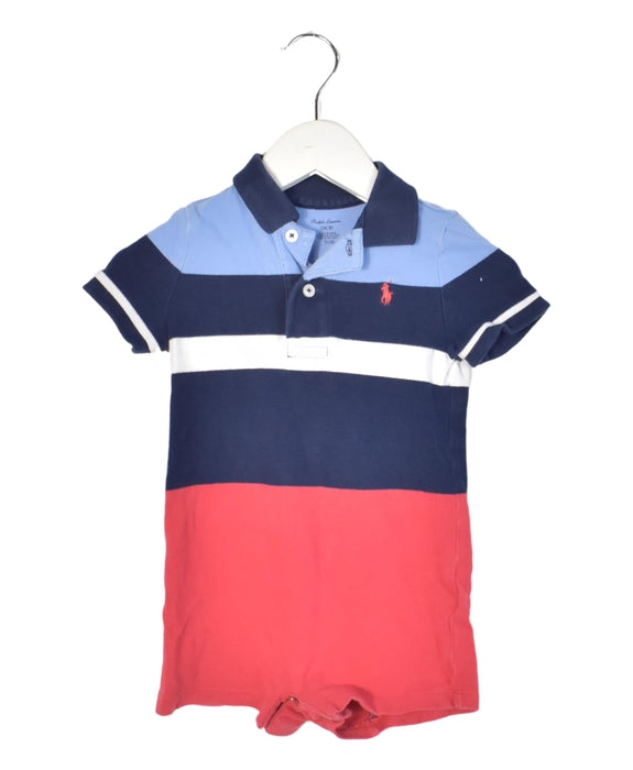 A Blue Short Sleeve Rompers from Ralph Lauren in size 6-12M for boy. (Front View)