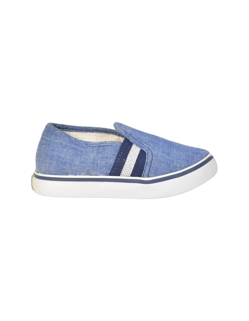 A Blue Slip Ons from Janie & Jack in size 3T for boy. (Front View)