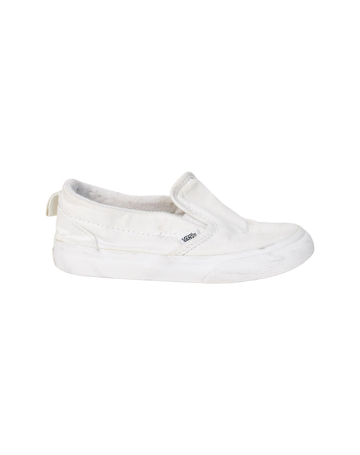A White Slip Ons from Vans in size 4T for neutral. (Front View)
