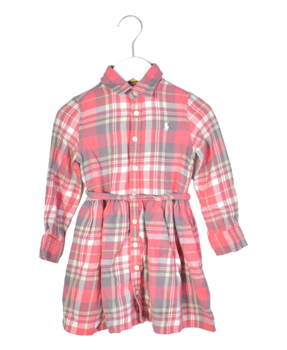 A Red Long Sleeve Dresses from Polo Ralph Lauren in size 3T for girl. (Front View)