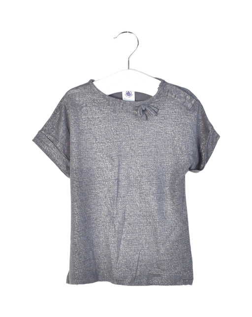 A Grey Short Sleeve Tops from Petit Bateau in size 4T for girl. (Front View)