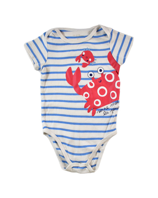 A Blue Short Sleeve Bodysuits from DPAM in size 18-24M for boy. (Front View)
