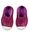 A Pink Slip Ons from Native Shoes in size 6-12M for girl. (Back View)