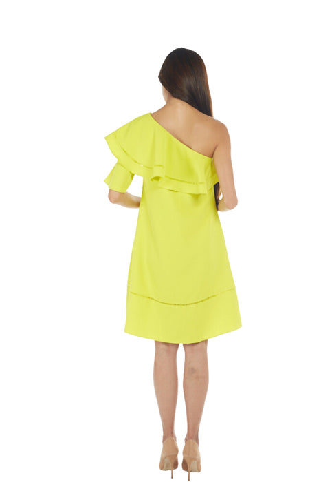 Bohn Fabulous Maternity Neon One Shoulder Ruffle Dress M - XL