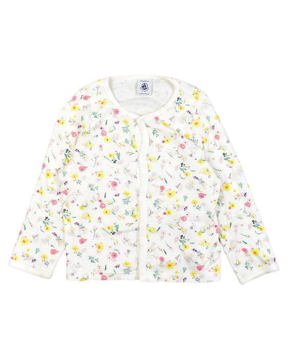 A White Cardigans from Petit Bateau in size 2T for girl. (Front View)
