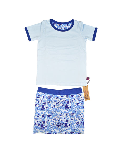 A Blue Shorts Sets from Poco Nido in size 3T for boy. (Front View)