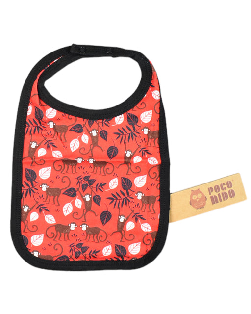 A Red Bibs from Poco Nido in size O/S for neutral. (Front View)