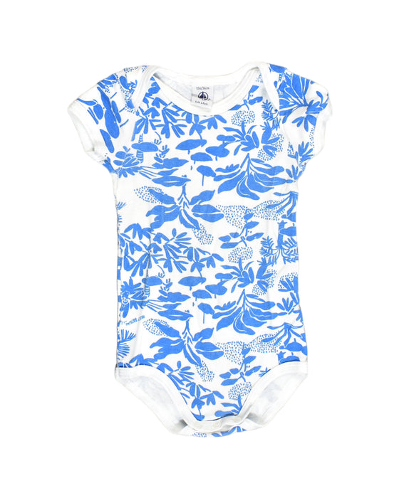 A Blue Bodysuits from Petit Bateau in size 6-12M for girl. (Front View)