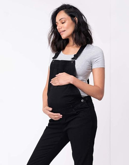 A Black Long Overalls from Seraphine in size M for maternity. (Front View)