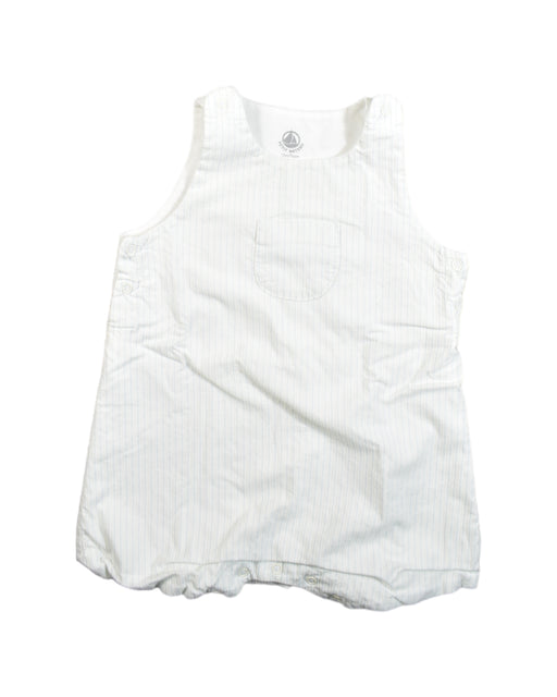 A White Rompers from Petit Bateau in size 6-12M for girl. (Front View)