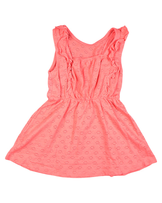 A Pink Sleeveless Dresses from Cyrillus in size 3T for girl. (Back View)