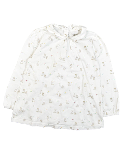 A White Long Sleeve Tops from Bout'Chou in size 3T for girl. (Front View)