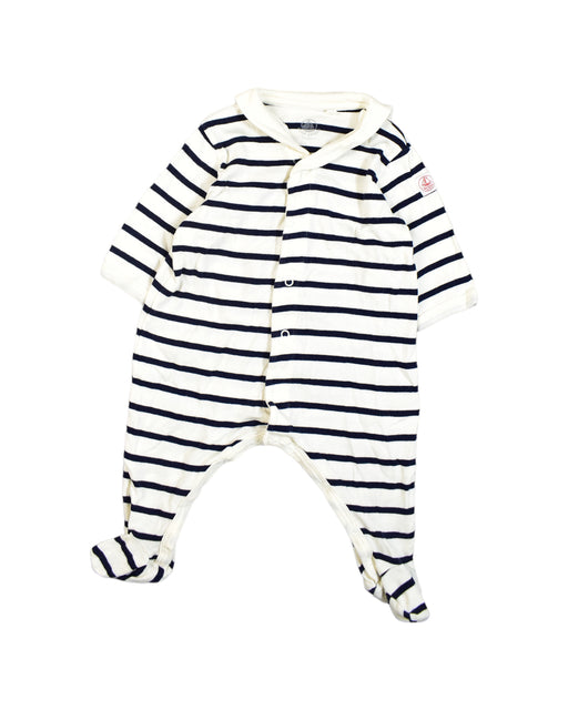 A White Onesies from Petit Bateau in size 0-3M for boy. (Front View)