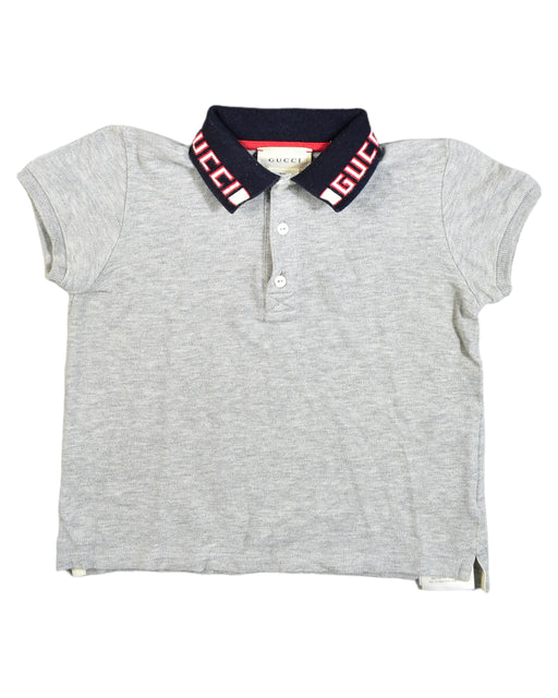 A Grey Short Sleeve Polos from Gucci in size 2T for boy. (Front View)
