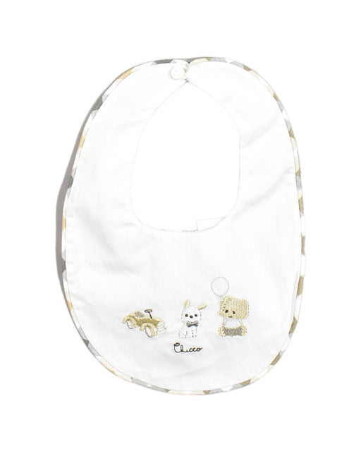 A White Bibs from Chicco in size O/S for neutral. (Front View)
