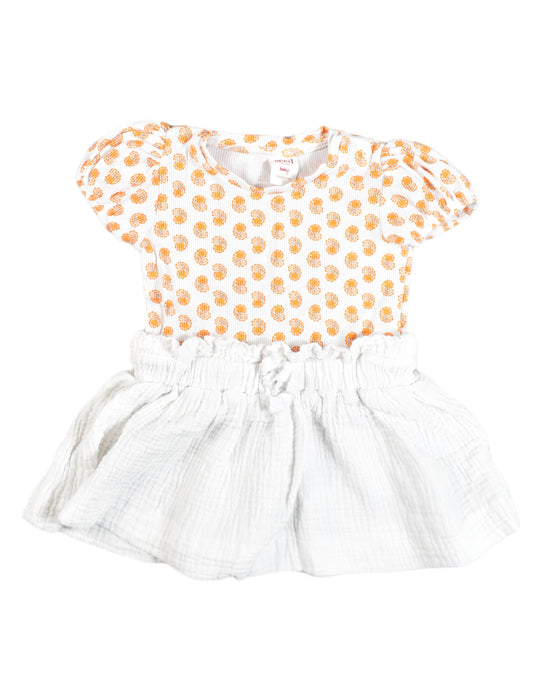 A White Short Sleeve Dresses from Seed in size 6-12M for girl. (Front View)