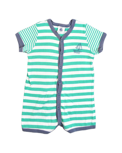 A Green Rompers from Petit Bateau in size 3-6M for boy. (Front View)