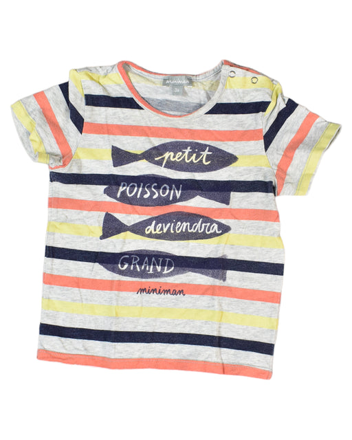 A Multicolour Short Sleeve Tops from Miniman in size 3T for boy. (Front View)