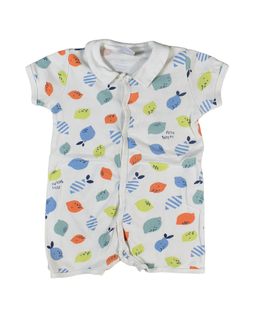 A White Rompers from Petit Bateau in size 12-18M for boy. (Front View)