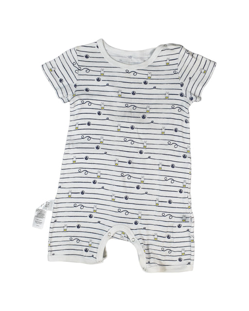 A White Rompers from Petit Bateau in size 18-24M for boy. (Front View)
