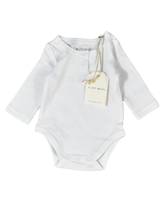 A White Bodysuits from Le Petit Society in size Newborn for neutral. (Front View)
