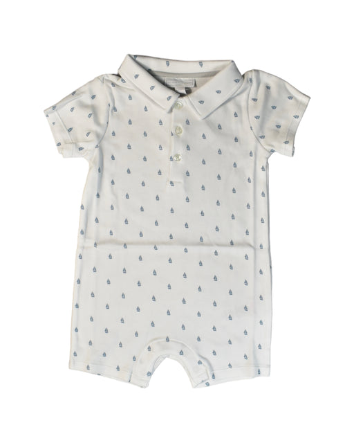 A White Rompers from The Little White Company in size 12-18M for boy. (Front View)