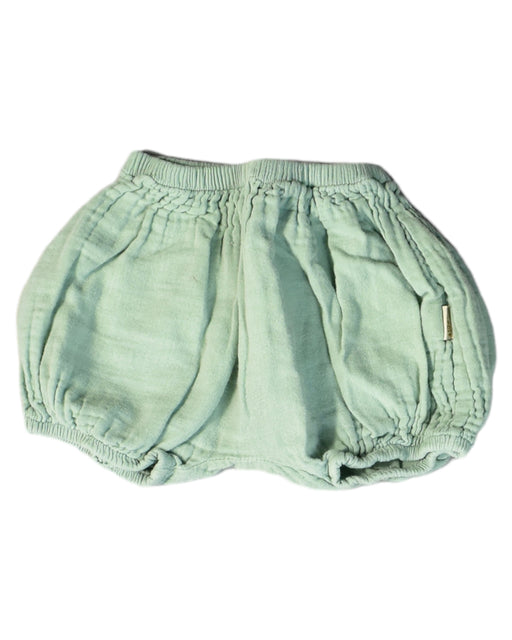 A Green Bloomers from Poudre Organic in size 6-12M for girl. (Front View)