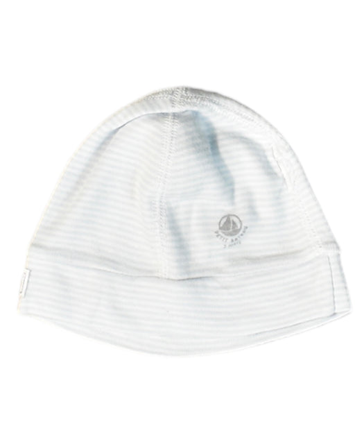 A White Beanies from Petit Bateau in size 0-3M for neutral. (Front View)