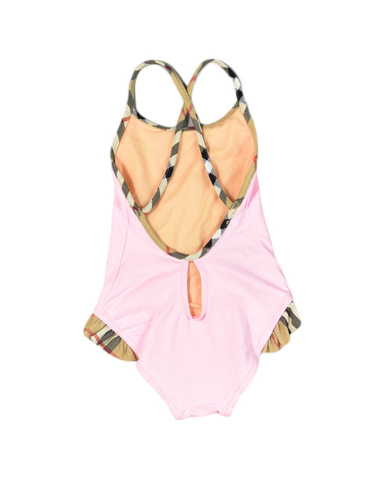 A Pink Swimsuits from Burberry in size 6-12M for girl. (Back View)