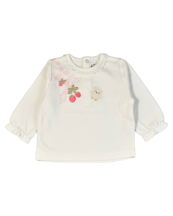 A White Long Sleeve Tops from Kingkow in size 0-3M for girl. (Front View)