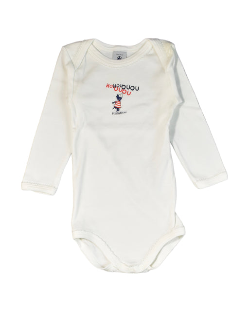 A White Bodysuits from Petit Bateau in size 6-12M for girl. (Front View)