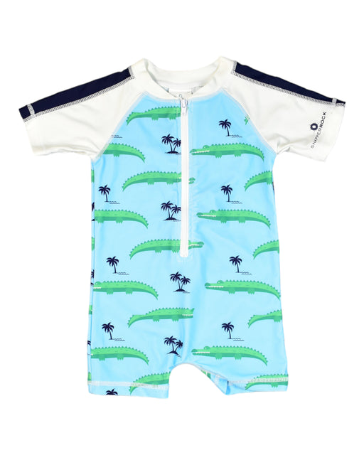 A Blue Swimsuits from Snapper Rock in size 6-12M for boy. (Front View)