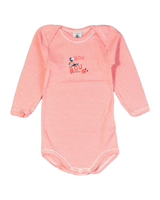 A Orange Bodysuits from Petit Bateau in size 6-12M for girl. (Front View)