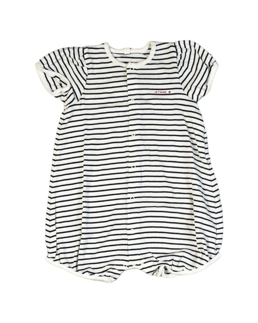 A White Rompers from Petit Bateau in size 12-18M for girl. (Front View)