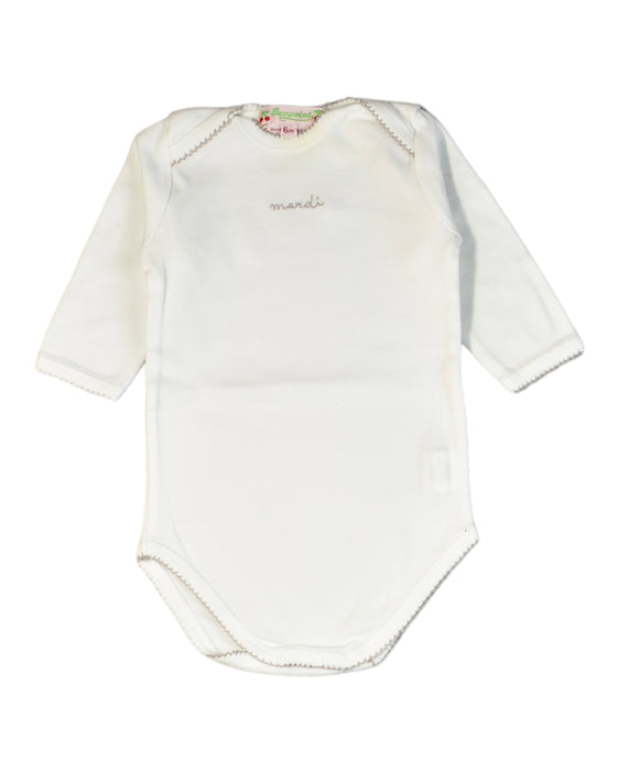 A White Bodysuits from Bonpoint in size 3-6M for girl. (Front View)