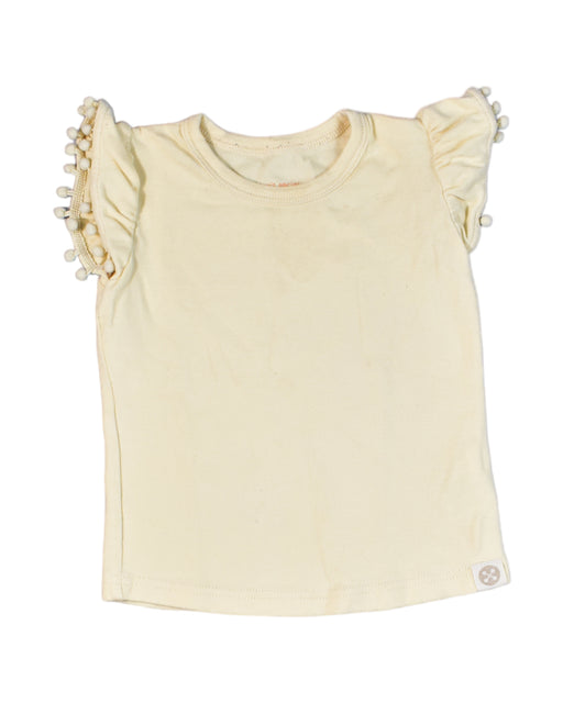 A Yellow Sleeveless Tops from Le Petit Society in size 6-12M for girl. (Front View)