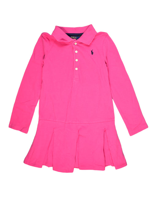 A Pink Long Sleeve Dresses from Polo Ralph Lauren in size 5T for girl. (Front View)