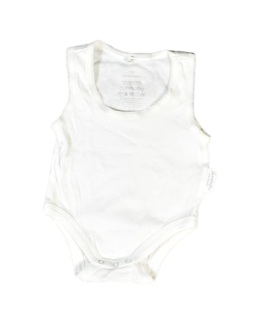 A White Bodysuits from Purebaby in size 0-3M for neutral. (Front View)