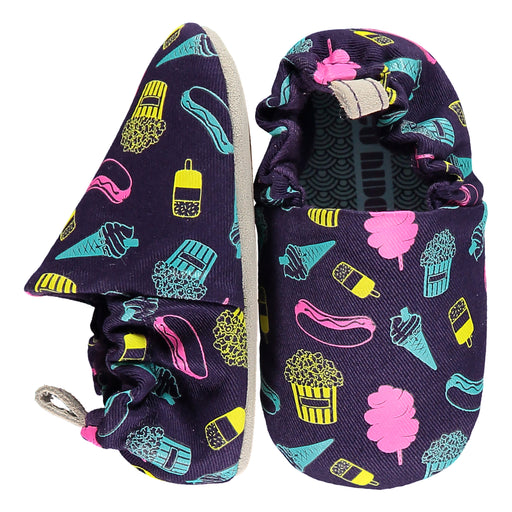A Navy Slip Ons from Poco Nido in size 18-24M for neutral. (Front View)