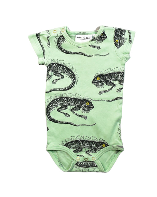 A Green Bodysuits from Mini Rodini in size 0-3M for boy. (Front View)