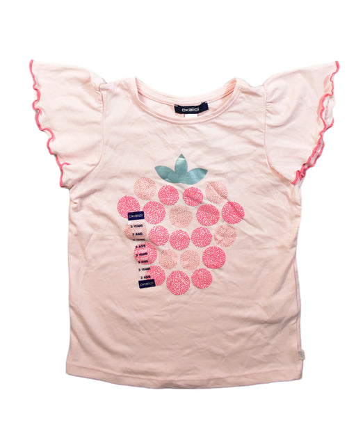 A Pink Short Sleeve Tops from Okaïdi in size 3T for girl. (Front View)