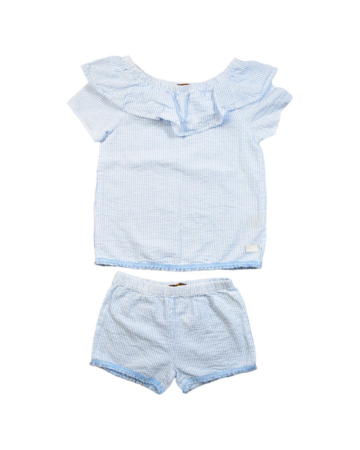 A Blue Shorts Sets from 7 For All Mankind in size 6T for girl. (Front View)