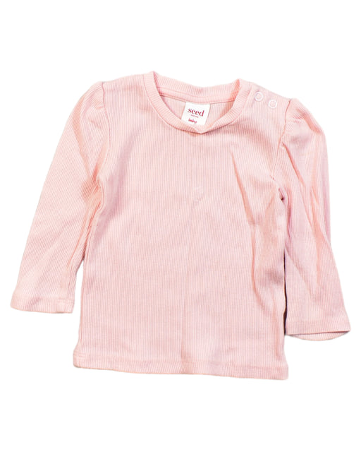 A Pink Long Sleeve Tops from Seed in size 3-6M for girl. (Front View)
