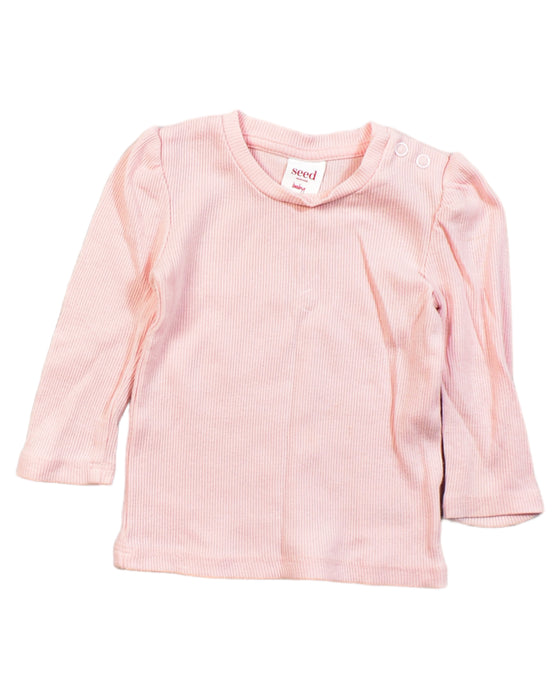 A Pink Long Sleeve Tops from Seed in size 3-6M for girl. (Front View)
