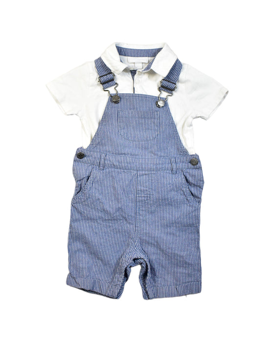 A Blue Overall Shorts from The Little White Company in size 18-24M for boy. (Front View)