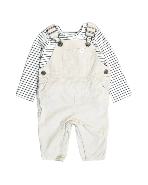 A White Long Overalls from The Little White Company in size 3-6M for boy. (Front View)