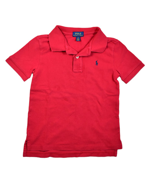 A Red Short Sleeve Polos from Polo Ralph Lauren in size 5T for boy. (Front View)