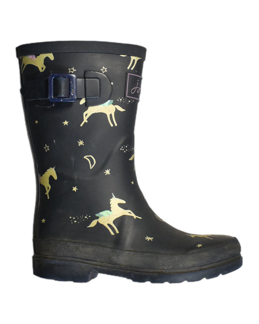 A Black Rain Boots from Joules in size 7Y for girl. (Front View)