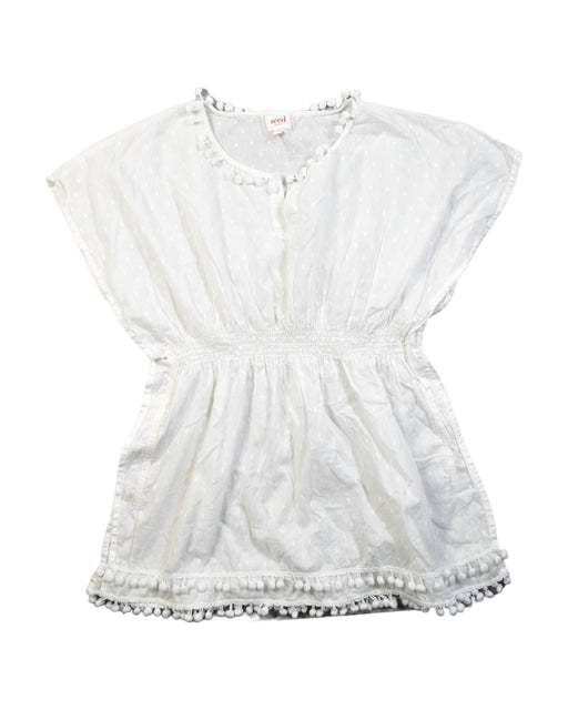 A White Sleeveless Dresses from Seed in size O/S for girl. (Front View)