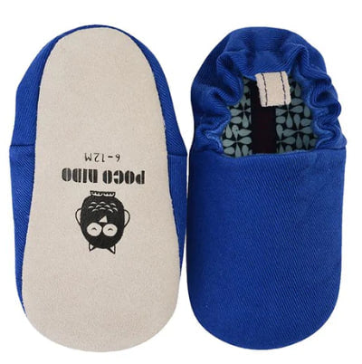 A Blue Slip Ons from Poco Nido in size 6-12M for boy. (Back View)